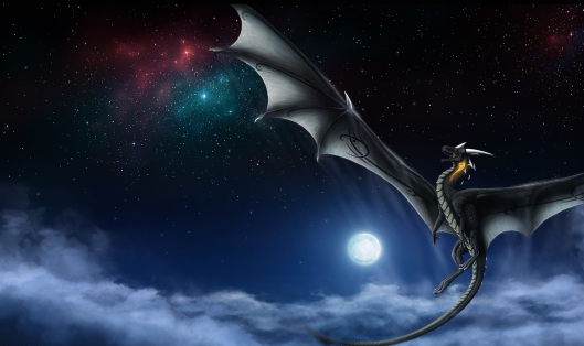 dragon-chinafantasy-Milky-Way-night-moon-stars-flight-smoke-wallpaper